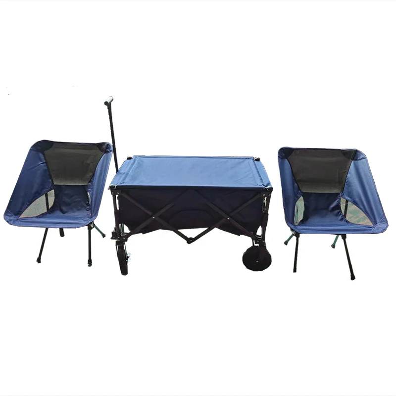 2 стула Moon, тканевый стол, уличная тележка для пикника, пляжа, кемпинга, тележка