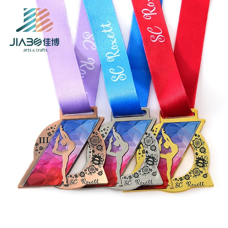 Jiabo Customized gold silver copper bronze plating metal medals UV printing dance sport medallion