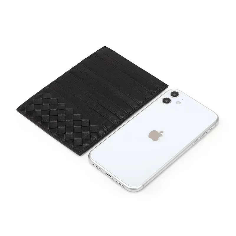 Wholesale Sheep Leather Card Wallet for Couple 18 Card Slots Large Capacity Cash Coin Storage Long Purse Luxury Braided Design