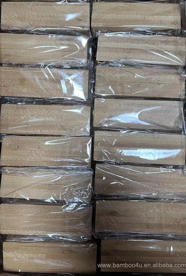 Under door draft stopper Natural Wood Bamboo Triangle Board Door Stopper with Non-Slip Rubber