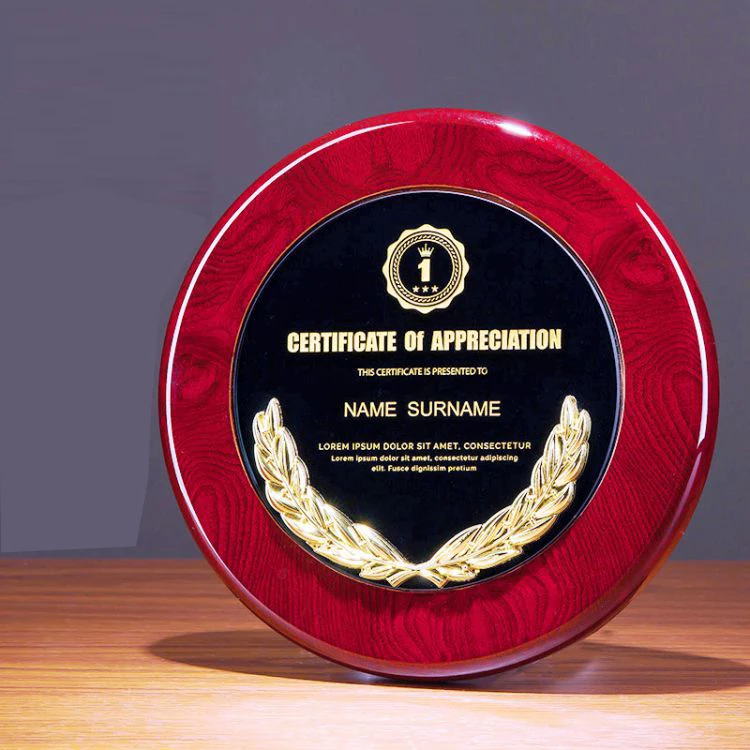 Round Shape Office Souvenir Custom Metal  Trophy Plaque Plate