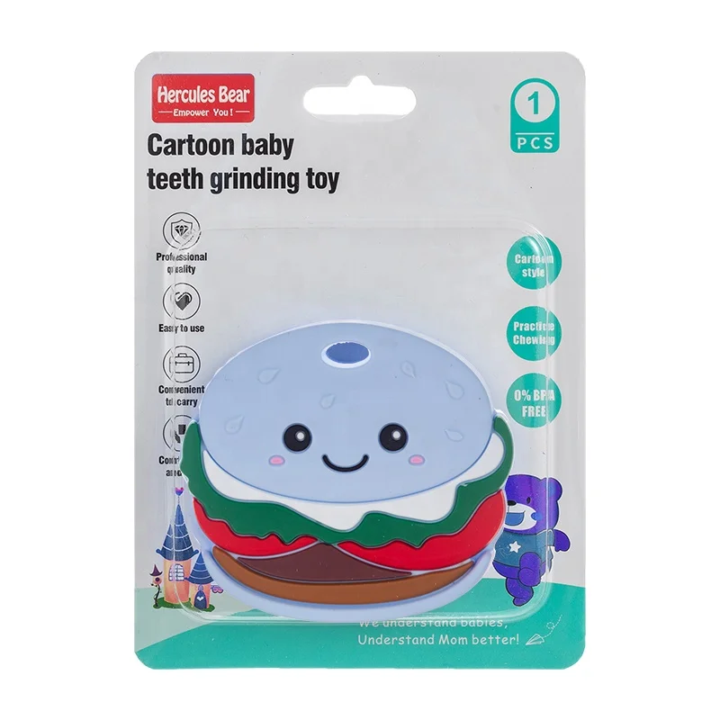 Wholesale OEM cartoon BPA free baby silicone dental gel Baby teeth grinding stick toy food grade comfort toy