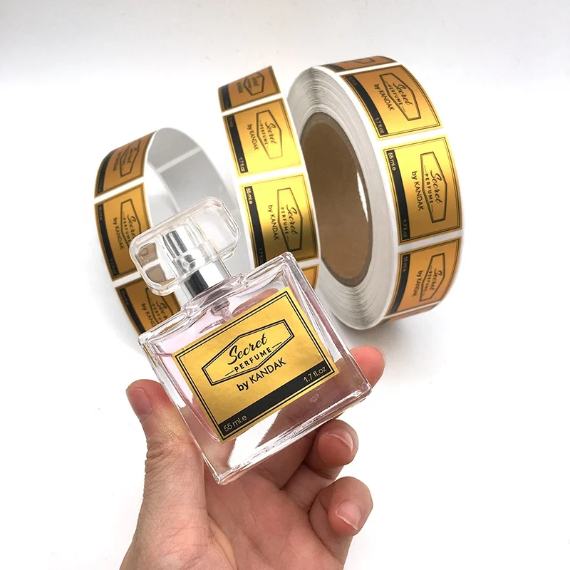 Custom Logo Waterproof glossy Gold silver Foil Perfume private cosmetic bottle jar sticker packaging label for bottle