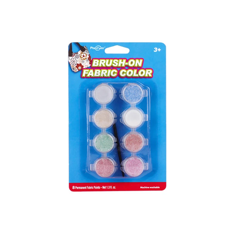 8 Colors 4.5ml Soft Fabric Paint Glitter Set Brush on Fabric Paint Sock Scarf Arts Crafts Set Kids