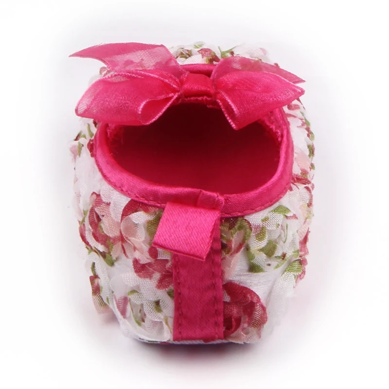 Colorful Rose Soft Butterfly-knot Baby Girl Crib Shoes