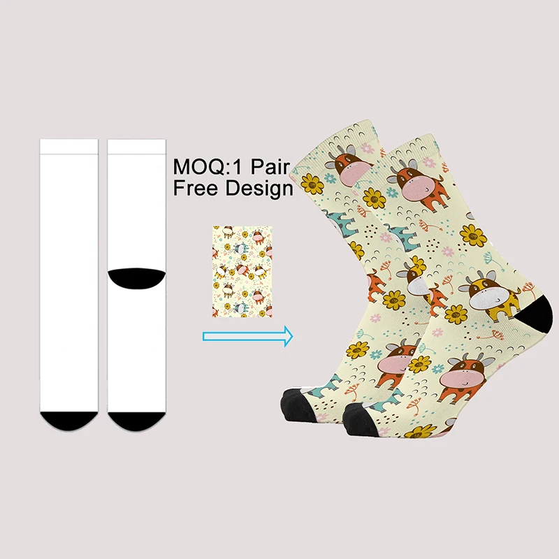 Wholesale White Blank Custom Photo 360 Digital Logo Printing Socks 3D Printed Socks Sublimation Socks Elites For Mens