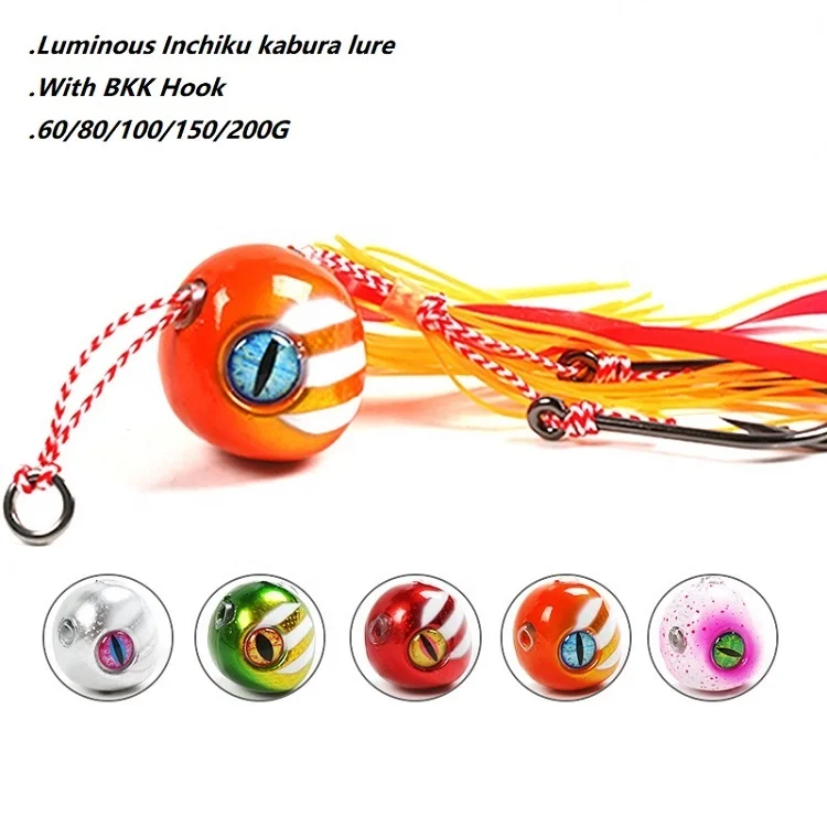 2023 New Inchiku kabura lure 60g 80g 100g 120g 150g 200g Slow Jig Head With BKK Assist Hook Rig Lure