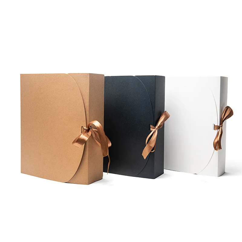Wholesale Luxury Bespoke Custom Logo Rigid Cardboard Bow Tie Paper Gift Folding Boxes With Ribbon Closure For Wedding Dress