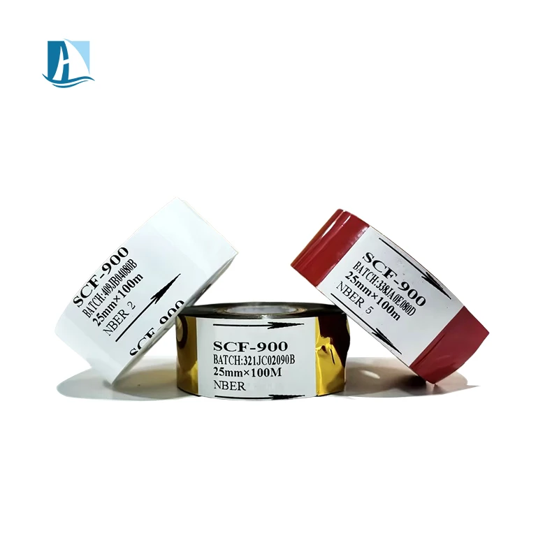 Hot stamp ribbon LC1 25mm*100m hot stamping foil for pvc/pet martials  label packing printer