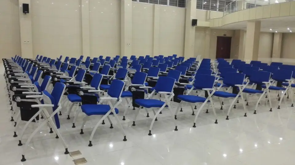 PP School folding seat classroom student training chair with writing table pad