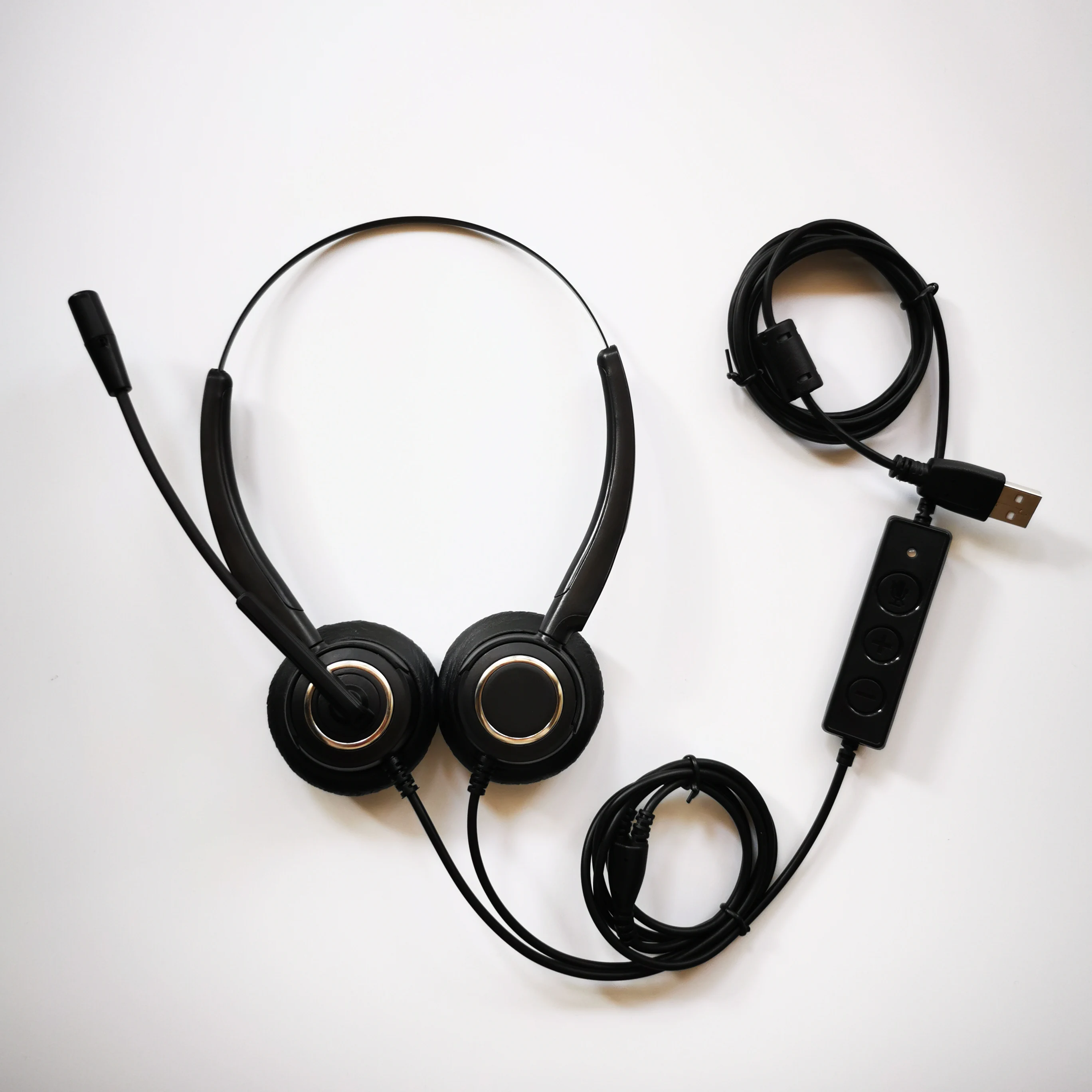 Factory Price LL-51D Noise Cancelling  USB Headset with in-line Controls Adjustable Mic Boom for PC & Mac Classroom or Home