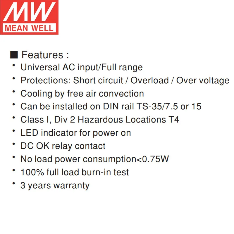 MEANWELL 40watt din rail power supply 24VDC Mean Well Original/ Genuine MDR-40-24