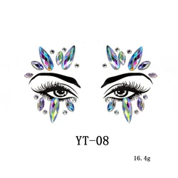 Fashion New Design Rhinestone Mermaid Body Stickers Gem Stones Neck Jewel Face Sticker Crystals For Women