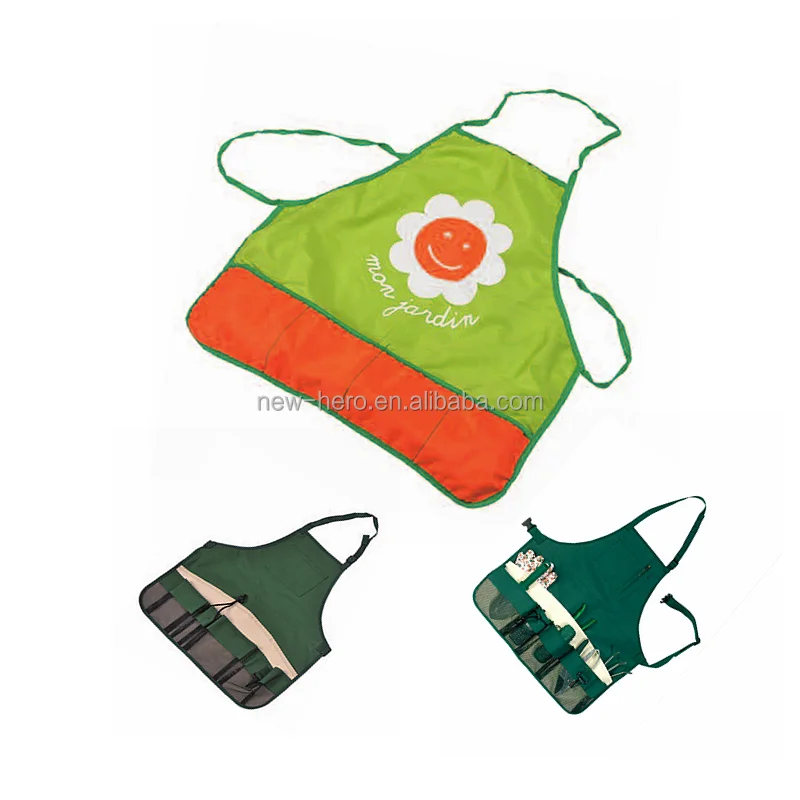 Colorful Cute Pattern Kid Garden Work Apron with Pockets Garden Cleaning Working Cute Children Flower Print Beach Fun Apron