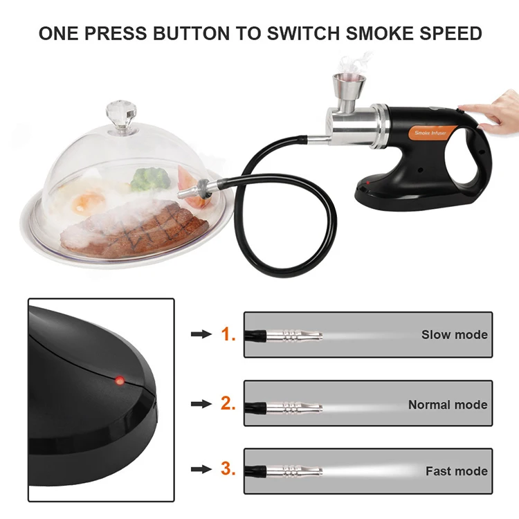 USB Food Smoke Infuser with 4 Flavored Smoking Wood Chips Smoker Kit Cocktail Outdoor Use Household