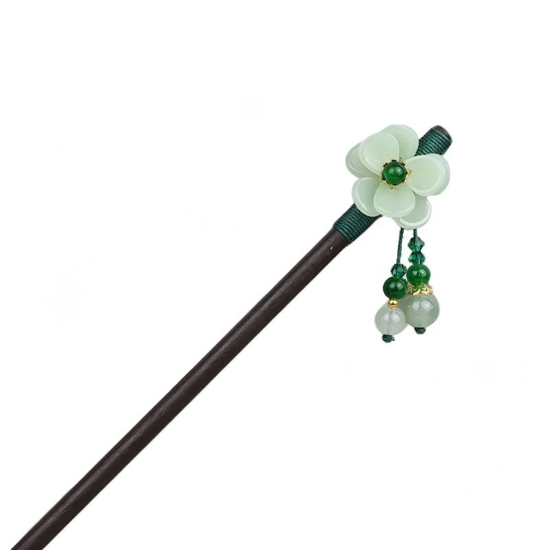 Baiyiyuan Straight Long Hair Buns Accessories Acetate Flower Women Wooden Hair Chopsticks Wood