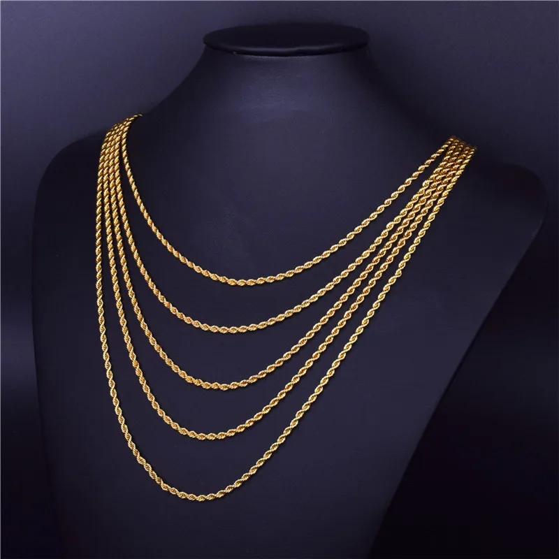 gold chain necklace man jewelry chain 24k gold strong jewellery chain no tarnish bijoux