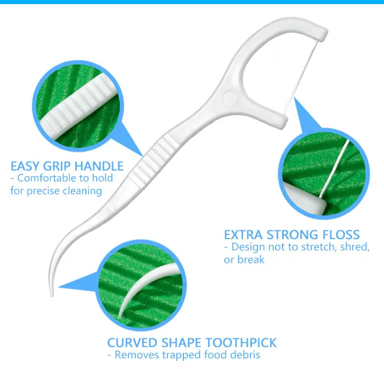 OEM 30 Picks Per Box Easy Glide Eco Natural Dental Floss Pick Plastic