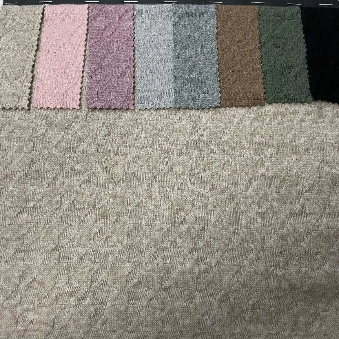 NTR Customized patter color Soft 50%Rayon 25%Poly  22%Nylon 3%Spandex Jacquard loose knit Fabric for Winter Sweaters