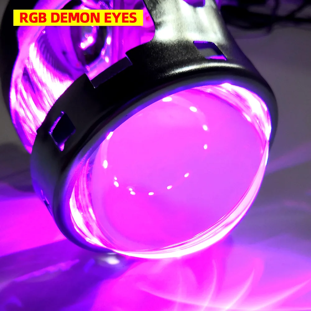 
 Управление через приложение, Автомобильные светодиодные RGB-лампы «Демон/ангельские глазки», многоцветные лампы для фар, проекторы, линзы «дьявольские глазки», светодиодный модуль DRL  