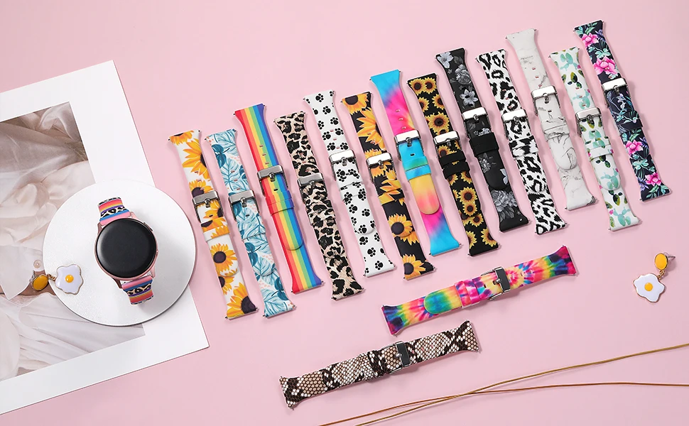 20mm Universal Rubber Wristband Slim Pattern Strap For Garmin