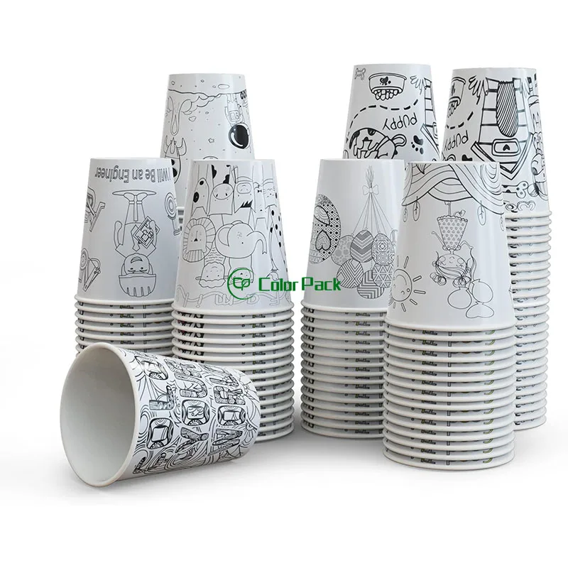 Unique Designs for Hot Cold Drinks Eco-Friendly Disposable Cups for Events Colorable, Recyclable Ideal for Coffee Tea