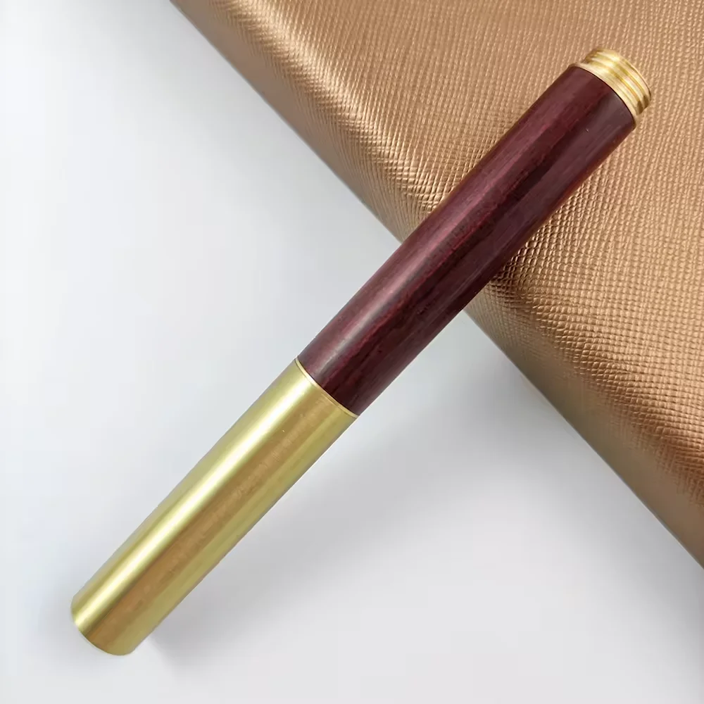 Mini Wood calligraphy   pen Brass Cap Runty Wooden Pocket Fountain Pen