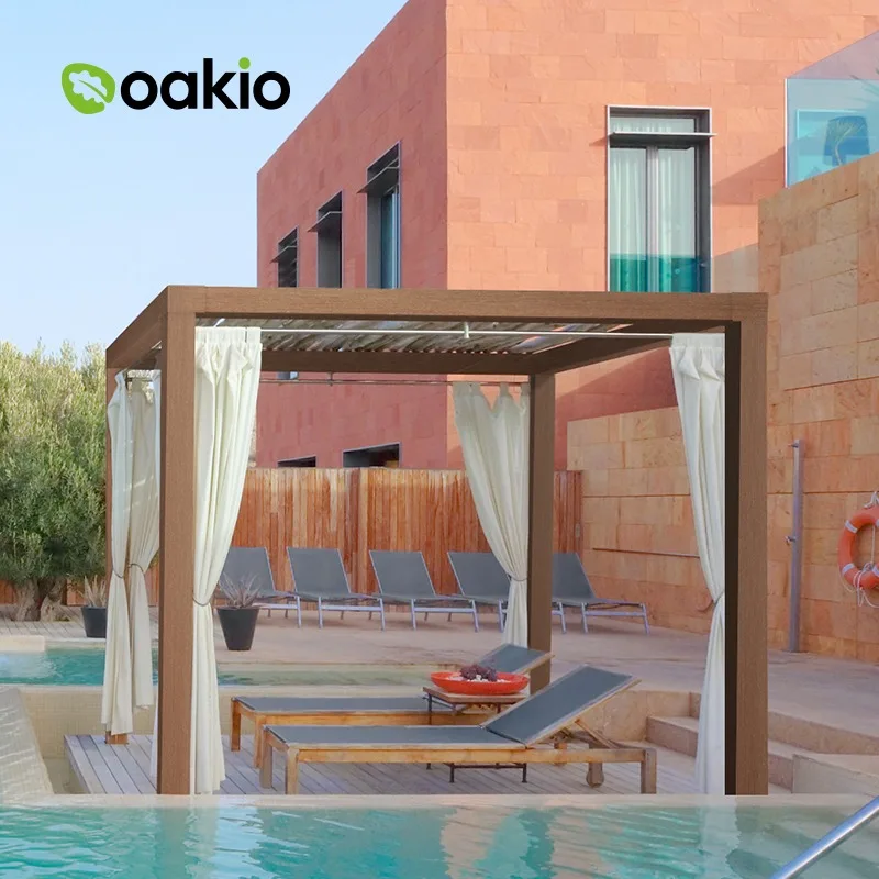 Waterproof  WPC Garden Gazebo Roof Outdoor Wood Plastic Composite Pergola