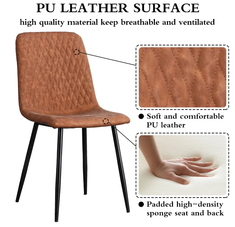 Popular dining room furniture modern fabric PU leather dining chairs with metal legs