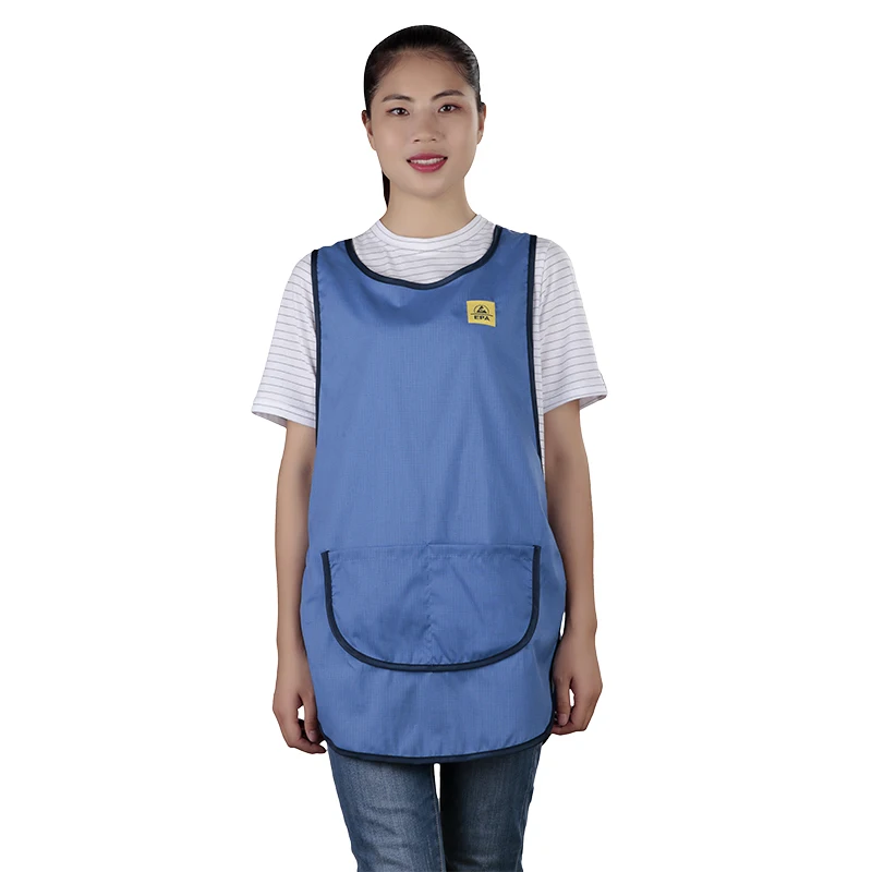 Fashion Comfortable Breathable ESD Tabard Blue Vest Antistatic Waistcoat Clothes Manufacturer Supplying