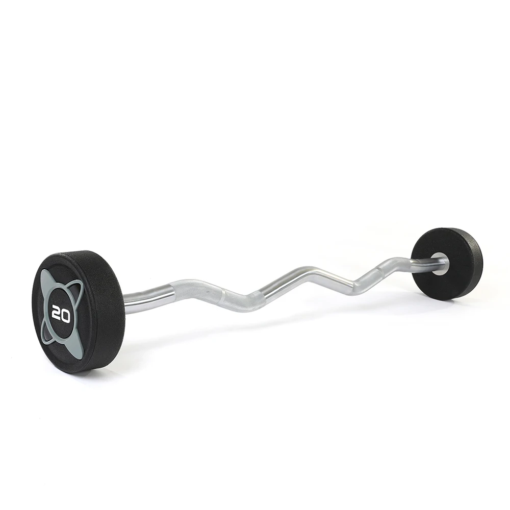 High grade EZ curl fixed CPU urethane weight lifting Barbell
