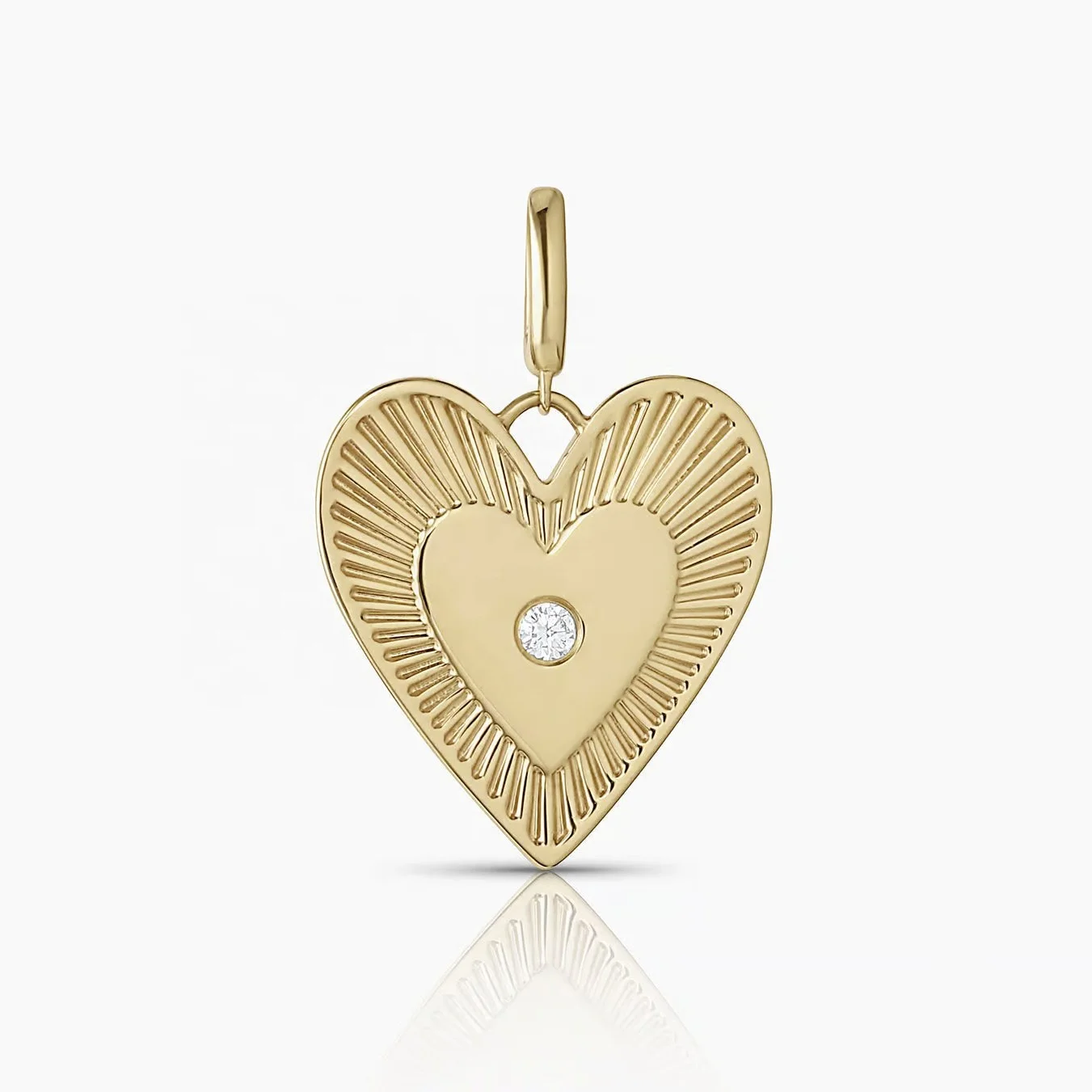 YINJU 925 Sterling Silver 14k Gold Sunshine Heart Pendant for Necklace Romantic Love Charm for Women