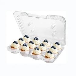 Customizable plastic containers for cupcake PET Packaging boxes for bakery 12 cavity cupcake container plastic