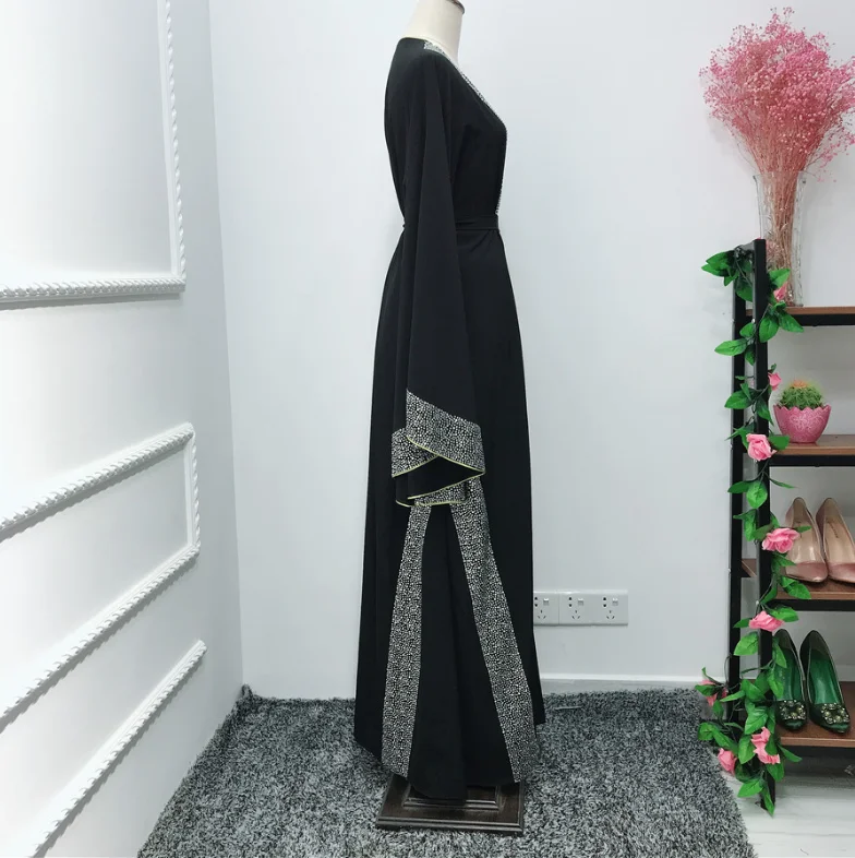 Роскошное женское кимоно Caftan Burkha Farasha Jalabiya халат Дубай исламское мусульманское платье Abaya Турецкая одежда с расклешенными