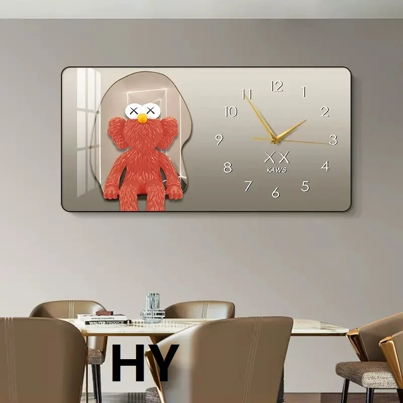 Home decoration 30*60 cm crystal porcelain painting plastic silent movement wall clock can be custom