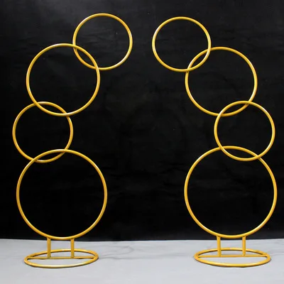 5Ft Wedding Round Hoop Backdrop Stand, Detachable 4 Tier Gold Metal Flower Arch Frame for Photo Booth Background