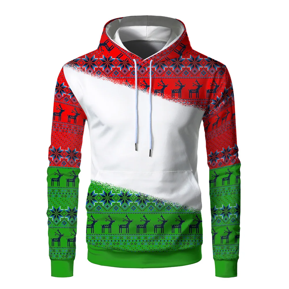Wholesale OEM Customize Sweatshirt Christmas clothes Sublimation Blank Sport Hoodies Polyester Faux Bleach Sublimation Hoodie