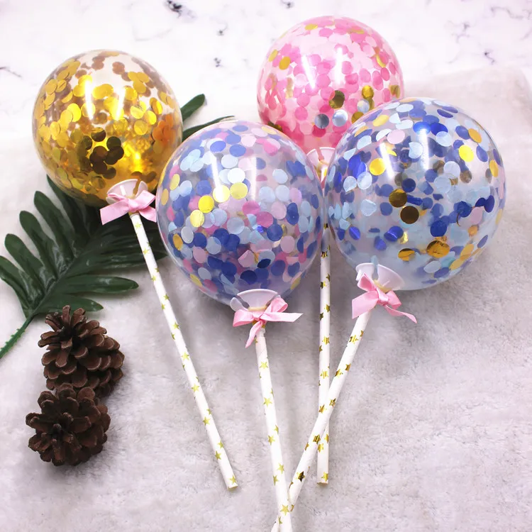 5 Inch & 6 Inch Party Confetti Balloon Decorations Stand Balloon Cake Topper