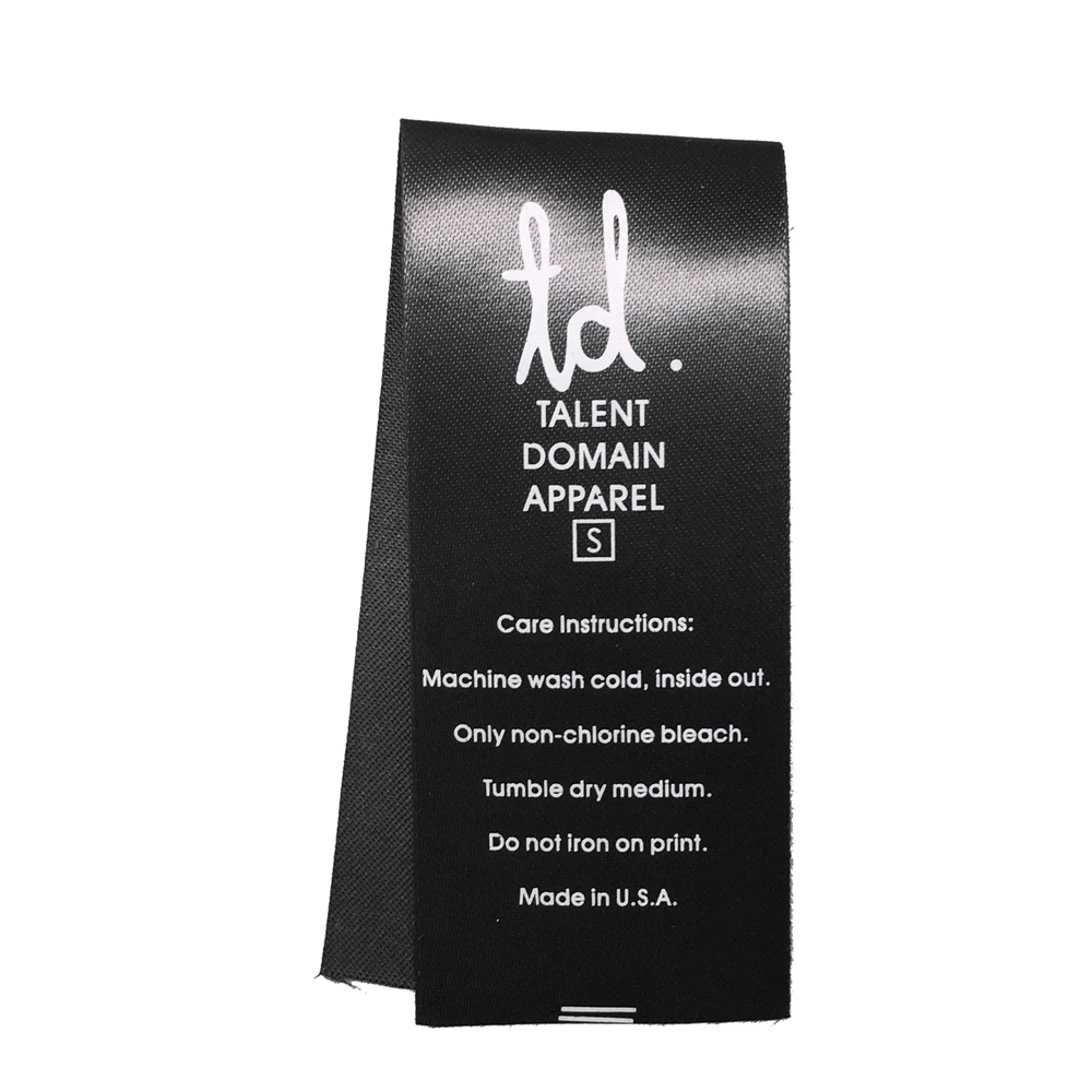 Garment Printed Logo Clothing Black Satin Custom Brand Logo Clothing Labels Printing Labels