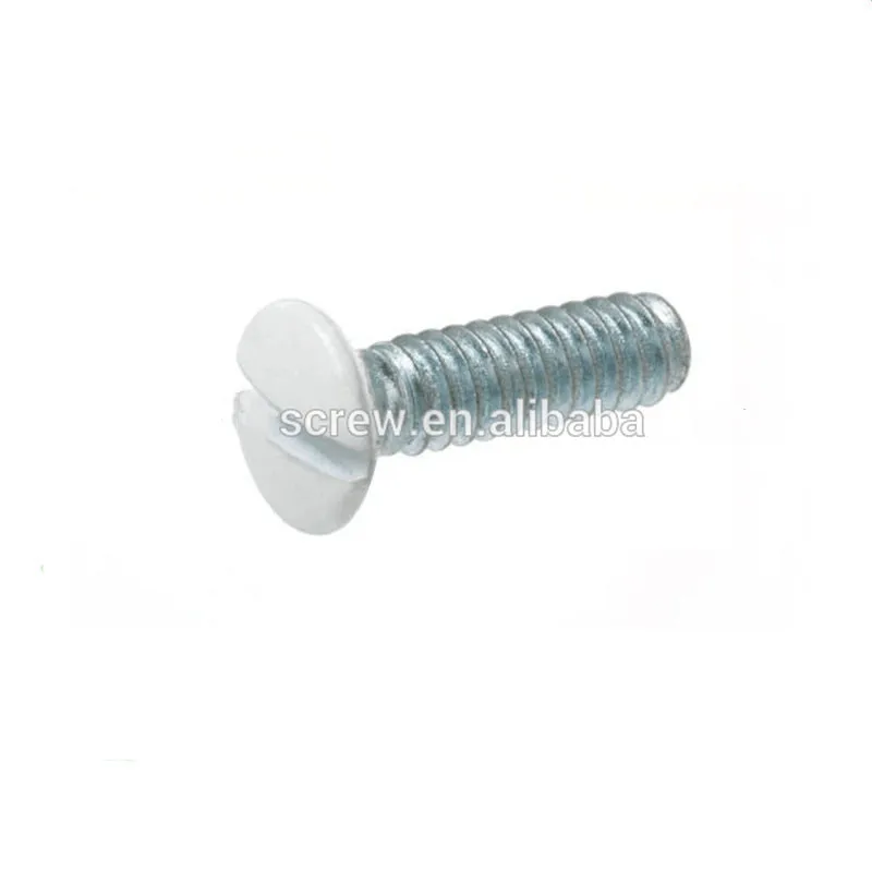 White Oval-Head Slotted Drive Switch Plate Screw