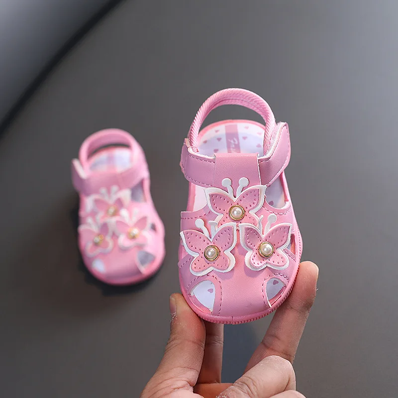 2024 Baby Sandals Summer Baby Girl Calling Shoes Non Slip Soft Sole 1-3 Year Old Toddler Little Princess Shoes