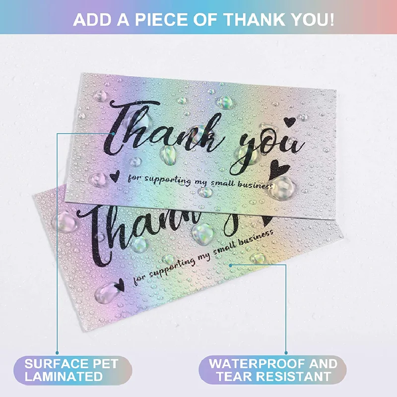 High Quality Wedding Invitation Glossy Holographic Greeting Card Thank You Cards