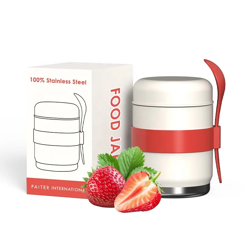 Hot Sales 12 oz  Food Grade Food Jar Double Wall Stainless Steel Vacuum Insulated lunch container with spoon