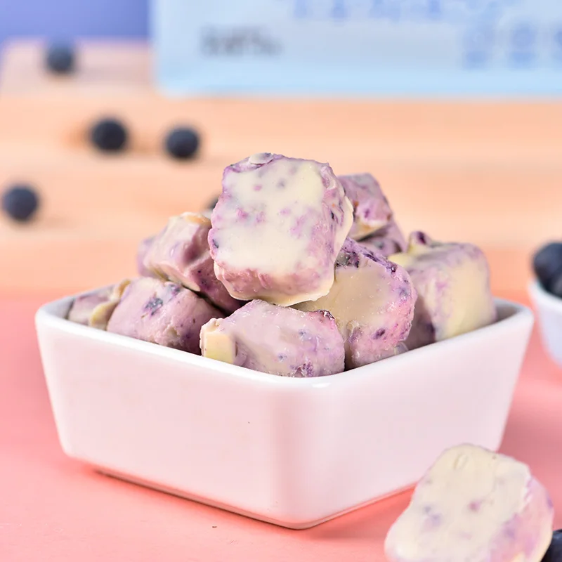 fasimiyu 45gram Strawberry /blueberry/ yellow peach fruit yogurt block 2024 new products yogurt block dried yogurt