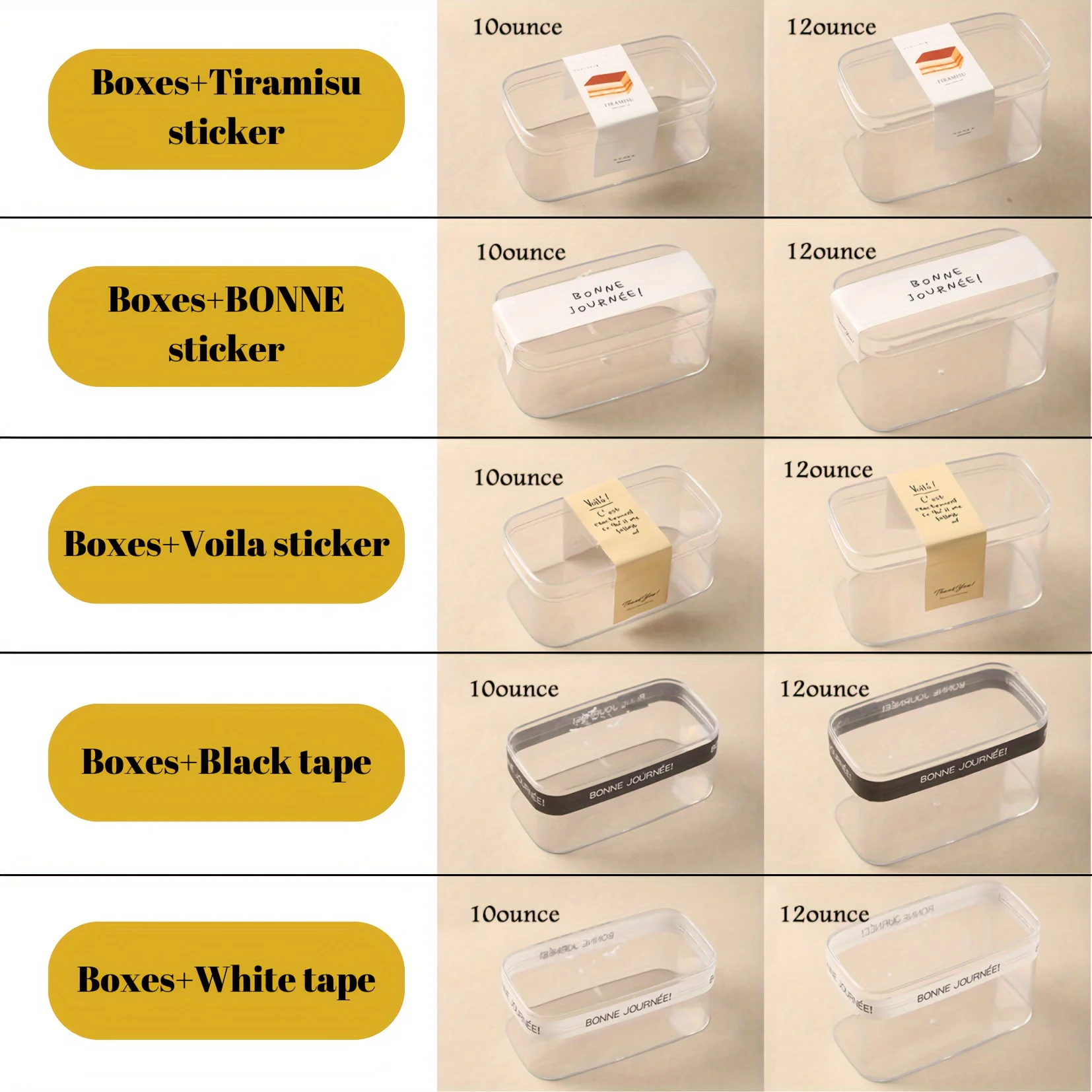 Wholesale transparent square PS plastic tiramisu dessert container pastry packaging box