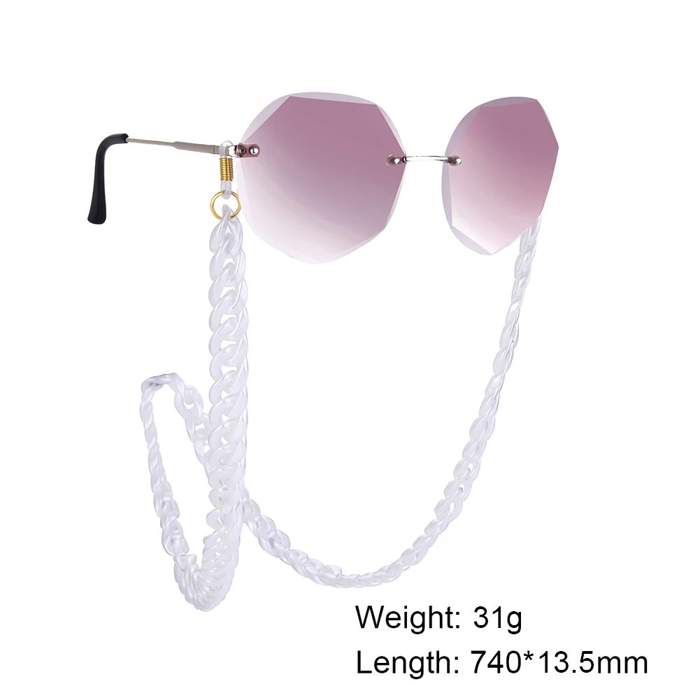 Pearl-White Acrylic Sunglasses Chain Women Lanyard Glasses Chain Straps Anti-slip Eyeglasses Accessories Neck Holder