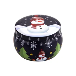 Christmas candy box incense candle jar hand gift flower tea tin round drum shaped metal tin can candle candy box