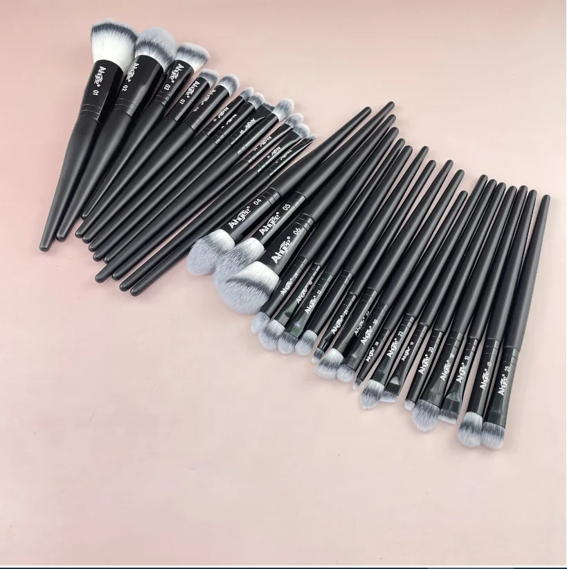 30 Makeup Brush Set Vegan Black Professional Private Label Beauty Synthetic Hair for Factory Price