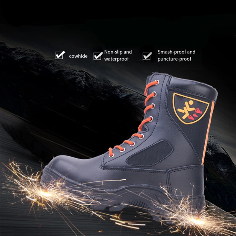 Factory Direct Sale Cowhide firefighting boots emergency extinguishing protective boots fire extinguishing boots