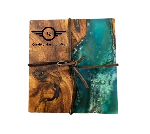 Best Quality Handicrafts Epoxy Resin Acacia Wood Coaster Handmade Wooden  Drink Tea Coaster